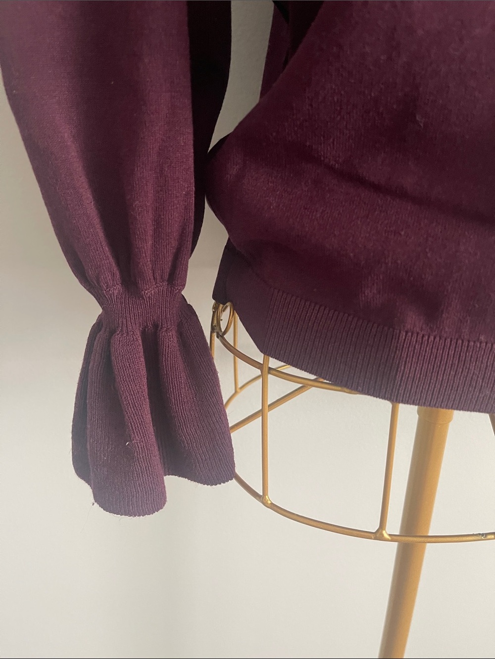 ba&sh Plum Ruffle Mock-Neck Sweater with Keyhole - Picture 2 of 4